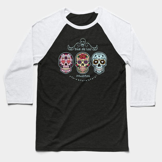 Dia de los Muertos Baseball T-Shirt by spicoli13